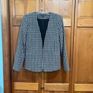 Women's Houndstooth Blazer - Black and White
